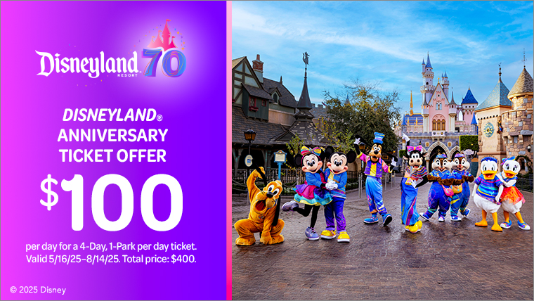 Disneyland's 70th anniversary ticket offer banner